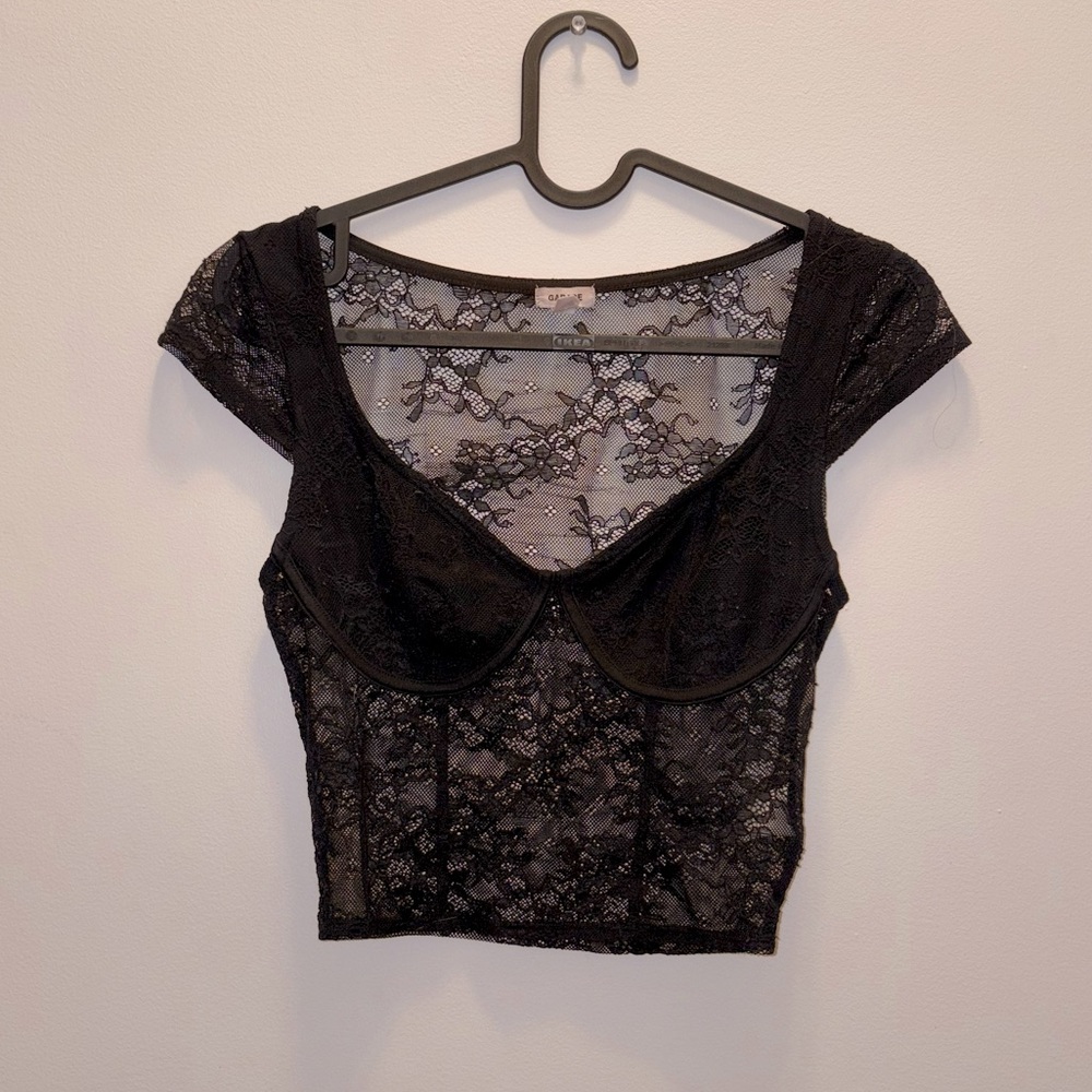 Garage Black Lace Corset Tee